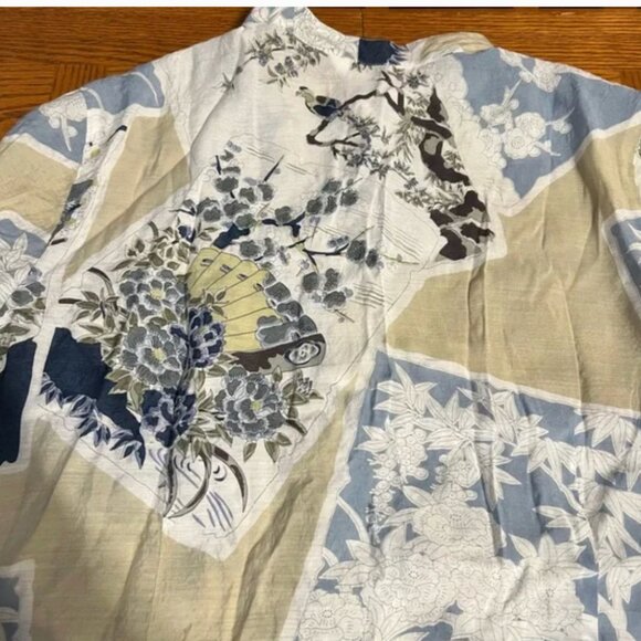 Citron of Santa Monica Asian Print Bamboo Blend Button Down Long Tunic Sz L - Picture 15 of 15